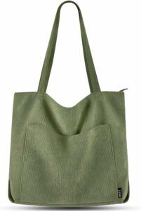 Prite Tote Bag Sac en Velours Côtelé Bandoulière