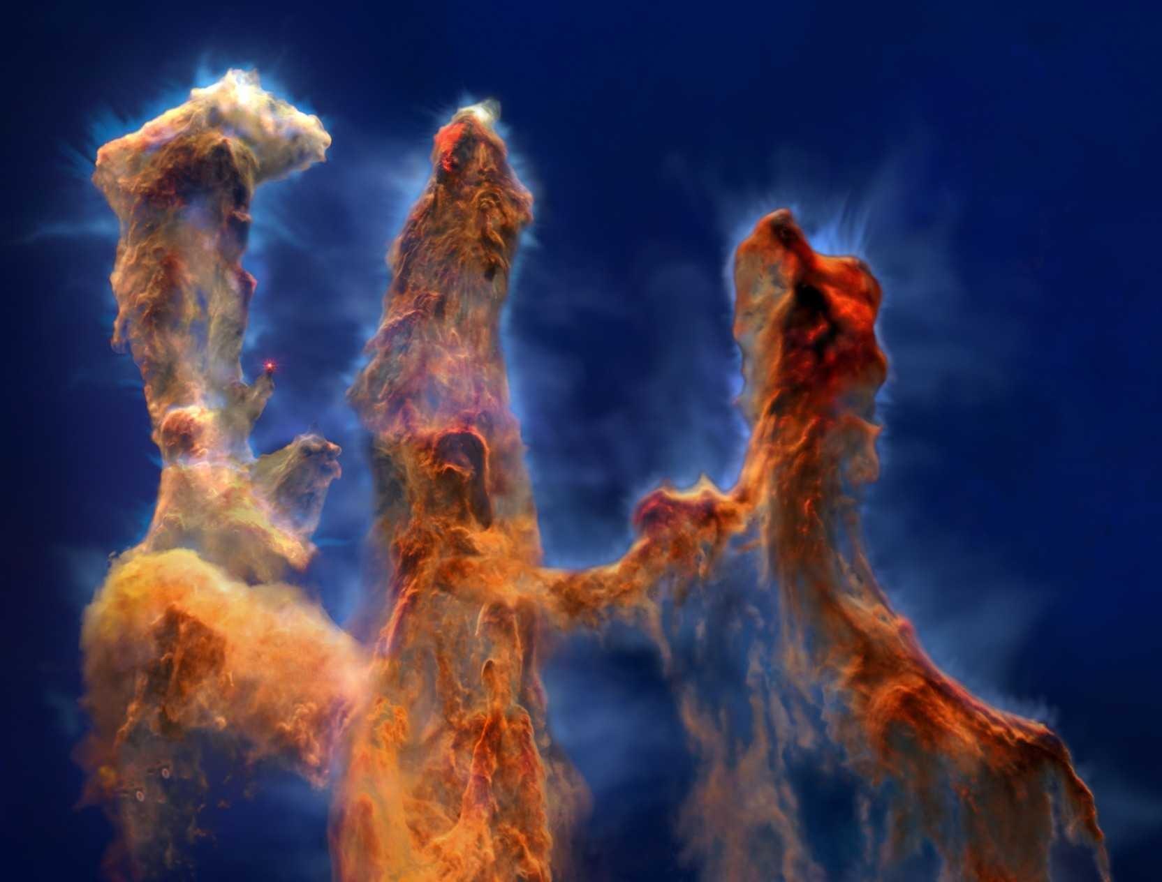 webb pilier creation greg bacon - Hubble und James-Webb bieten uns eine atemberaubende 3D-Reise zu den "Säulen der Schöpfung".