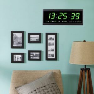 Horloge murale de bureau à écran LED extra grand, horloges à projection de  compteur de température